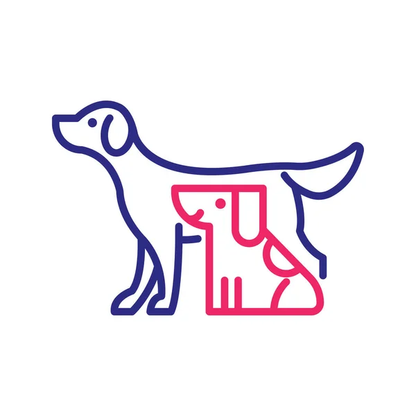 Ilustrasi Desain Ikon Garis Warna Pets Vector Simbol Hewan Pada - Stok Vektor