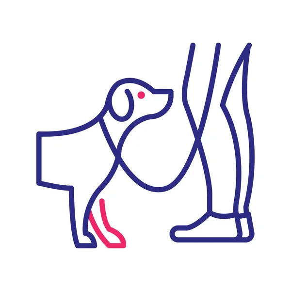 Dog Training Vector Warna Line Icon Desain Ilustrasi Simbol Hewan - Stok Vektor