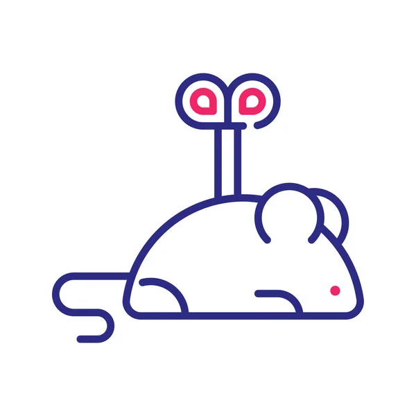 Ποντίκι Παιχνίδι Διάνυσμα Έγχρωμη Γραμμή Εικονίδιο Σχεδιασμός Εικονογράφηση Κτηνιατρικό Σύμβολο — Διανυσματικό Αρχείο
