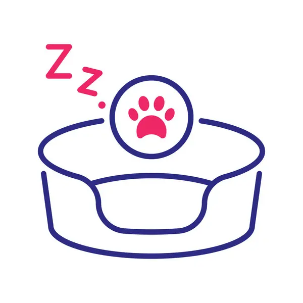 Κατοικίδια Κρεβάτι Διάνυσμα Έγχρωμη Γραμμή Εικονίδιο Σχεδιασμός Εικονογράφηση Κτηνιατρικό Σύμβολο — Διανυσματικό Αρχείο