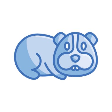 Gine Pig Vector Blue serisi Icon Design Illustration. Beyaz arkaplan EPS 10 Dosyasında Veterinerlik Sembolü