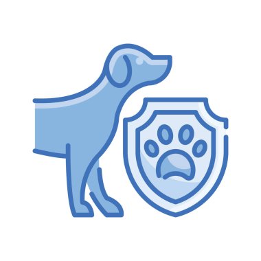 Pet Sigorta Vektörü Mavi serisi Simge Tasarımı illüstrasyonu. Beyaz arkaplan EPS 10 Dosyasında Veterinerlik Sembolü