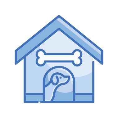 Pet Hotel Vector Blue serisi Icon Design Illustration. Beyaz arkaplan EPS 10 Dosyasında Veterinerlik Sembolü