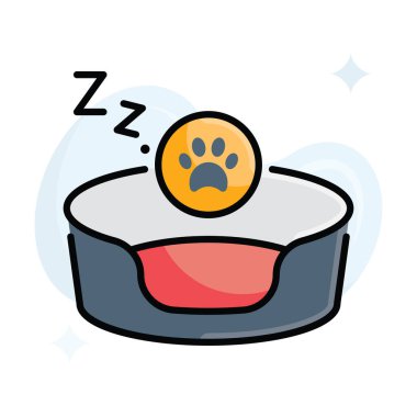 Hayvan Yatağı Vektörü Doldurma Simge Tasarımı illüstrasyonu. Beyaz arkaplan EPS 10 Dosyasında Veterinerlik Sembolü