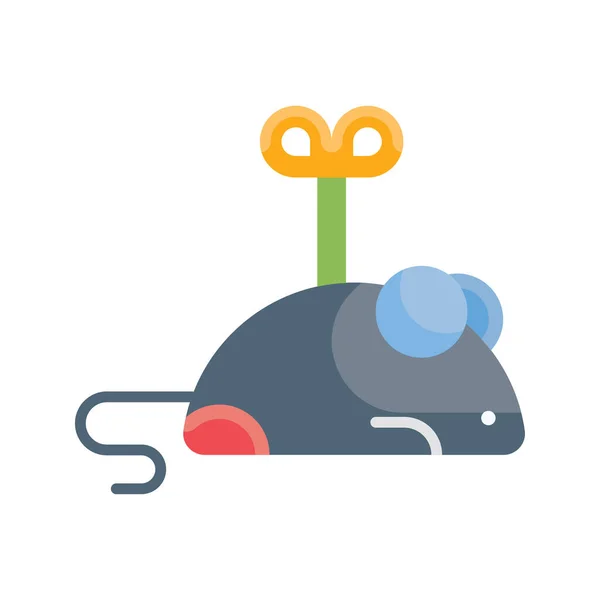 Mouse Toy Vector Icona Piatto Illustrazione Design Simbolo Veterinario Sfondo — Vettoriale Stock