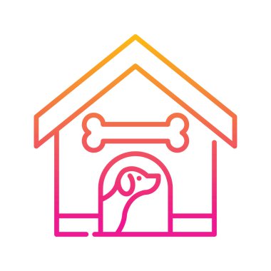 Pet Hotel Vektör Gradyan Simgesi Tasarımı. Beyaz arkaplan EPS 10 Dosyasında Veterinerlik Sembolü