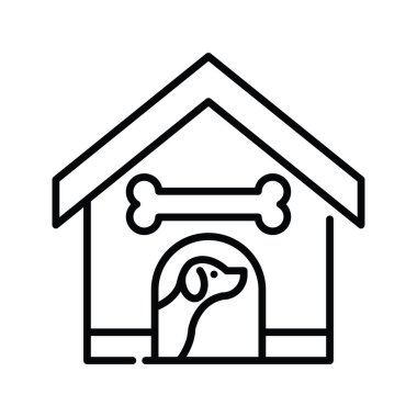 Pet Hotel Vector ana hatları Simge Tasarım çizimi. Beyaz arkaplan EPS 10 Dosyasında Veterinerlik Sembolü