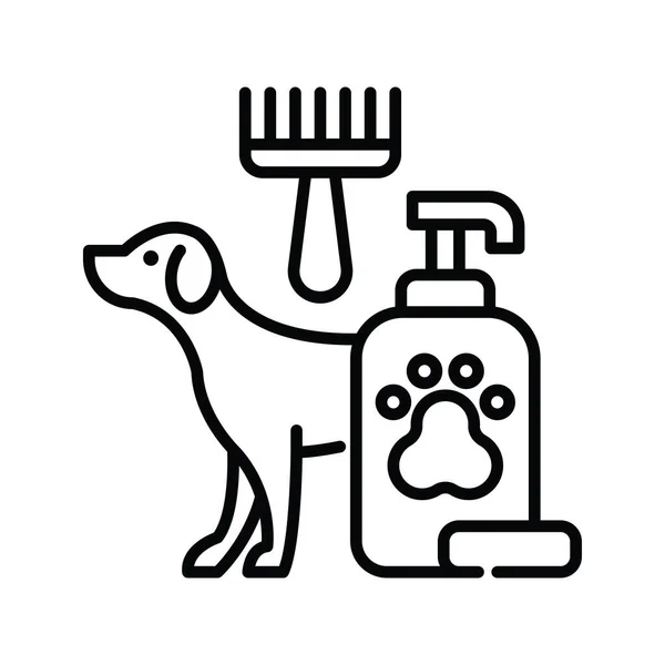 Груминг Векторный Контур Иконка Дизайн Иллюстрации Ветеринарный Символ Белом Фоне — стоковый вектор