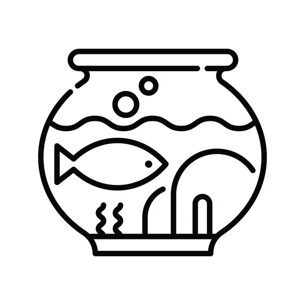 Akvárium Vektor Vázlat Ikon Design Illusztráció Állatorvosi Szimbólum Fehér Háttér — Stock Vector