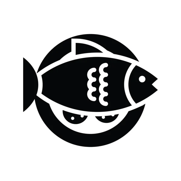 Ilustrasi Desain Ikon Padat Vektor Makanan Ikan Simbol Hewan Pada - Stok Vektor