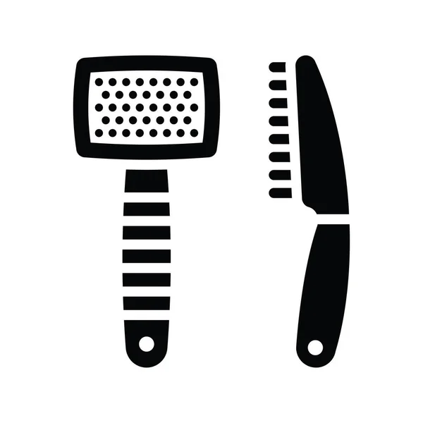 Haarbürste Vector Solide Icon Design Illustration Veterinary Symbol Auf Weißem — Stockvektor