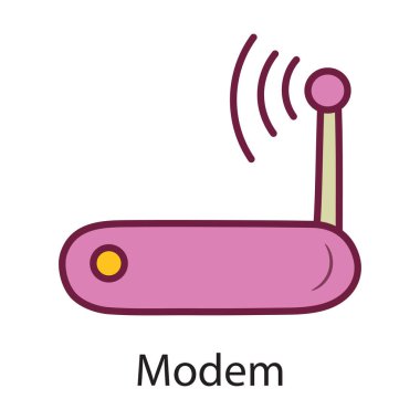 Modem vektörü ana hatlı simge tasarımı çizimi. Beyaz arkaplan EPS 10 Dosyasında Veri Sembolü