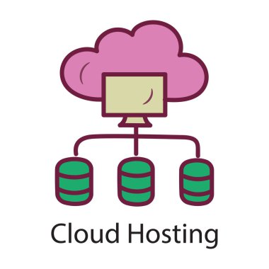 Bulut sunucu vektörü ana hatlı simge tasarımı illüstrasyonunu doldurdu. Beyaz arkaplan EPS 10 Dosyasında Veri Sembolü