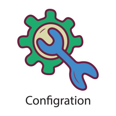 Yapılandırma vektörü ana hatlı simge tasarımı resimlemesi dolduruldu. Beyaz arkaplan EPS 10 Dosyasında Veri Sembolü