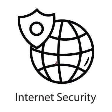  Internet Security vektör ana hatları simge tasarımı çizimi. Beyaz arkaplan EPS 10 Dosyasında Veri Sembolü