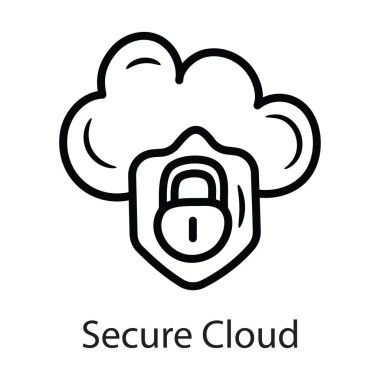 Güvenli Bulut vektör taslağı ikon tasarımı çizimi. Beyaz arkaplan EPS 10 Dosyasında Veri Sembolü