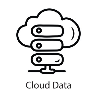 Bulut Veri vektörü ana hatları simge tasarımı illüstrasyonu. Beyaz arkaplan EPS 10 Dosyasında Veri Sembolü