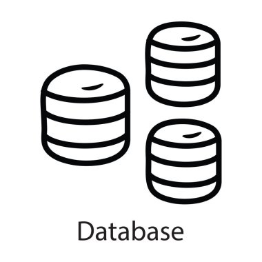 Veritabanı vektör ana hatları simge tasarımı illüstrasyonu. Beyaz arkaplan EPS 10 Dosyasında Veri Sembolü 
