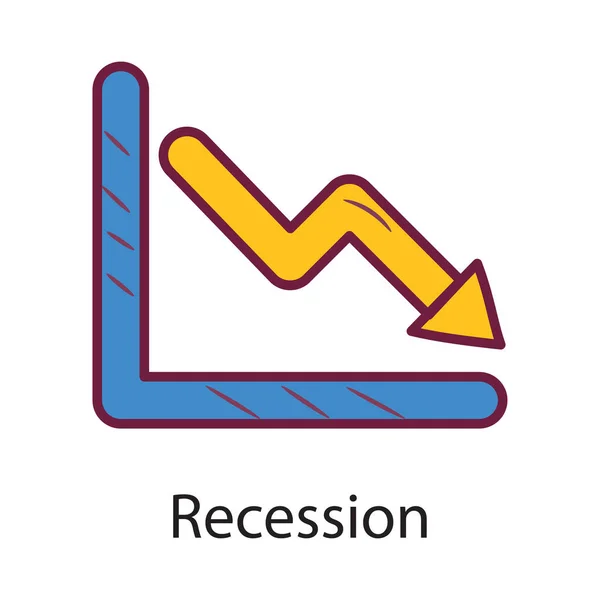 Recessionsvektor Fylld Konturikon Design Illustration Datasymbol Vit Bakgrund Eps Arkiv — Stock vektor