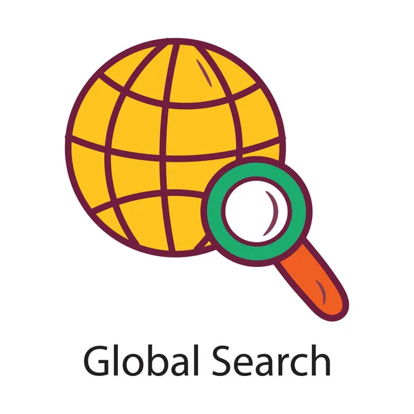 Global Search Vector Ícone Esboço Preenchido Ilustração Design Símbolo Dados — Vetor de Stock