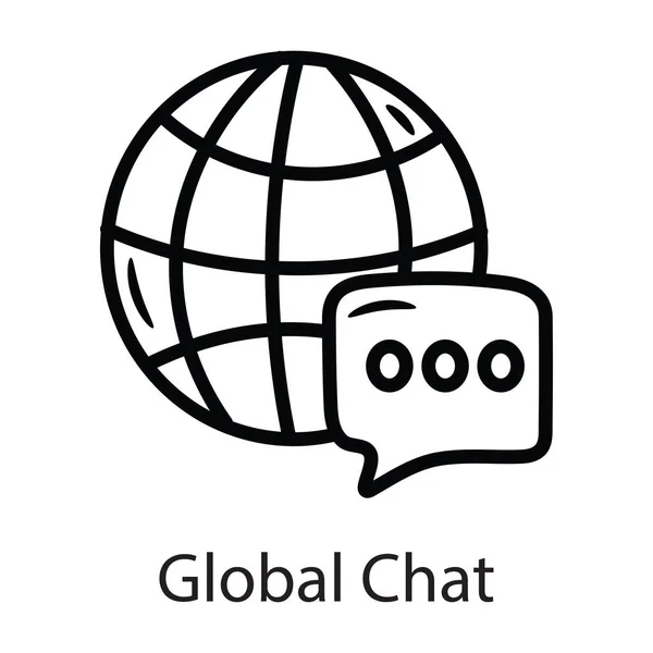 Global Chat Vector Bosquejo Icono Diseño Ilustración Símbolo Datos Sobre — Vector de stock