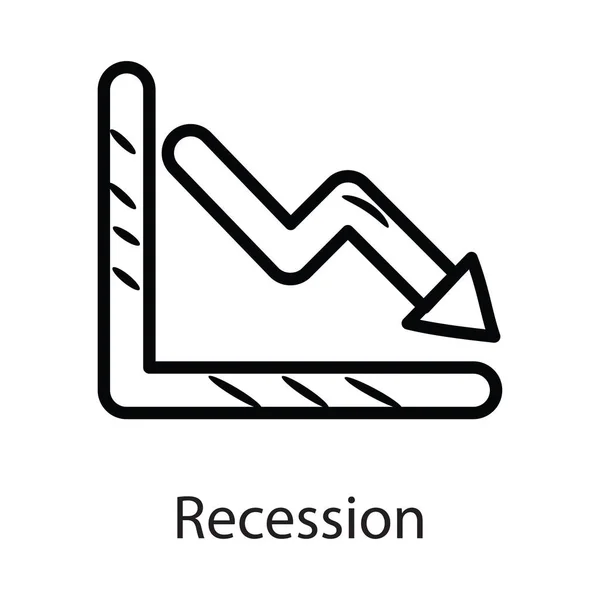 Recession Vector Outline Icon Design Illustration Data Symbol White Background — Stock Vector