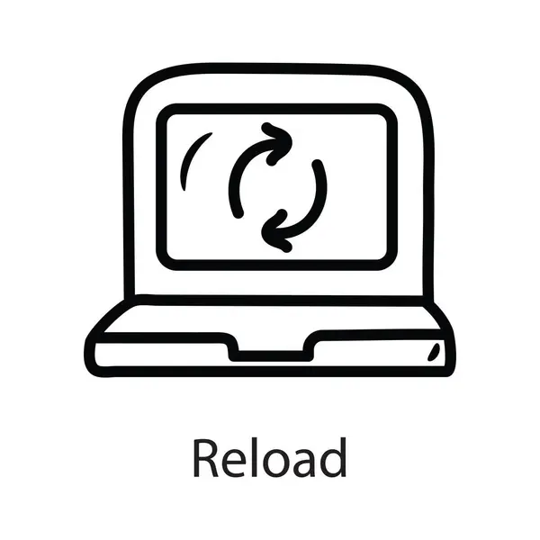 Reload Vektor Vázlat Ikon Design Illusztráció Adat Szimbólum Fehér Háttér — Stock Vector