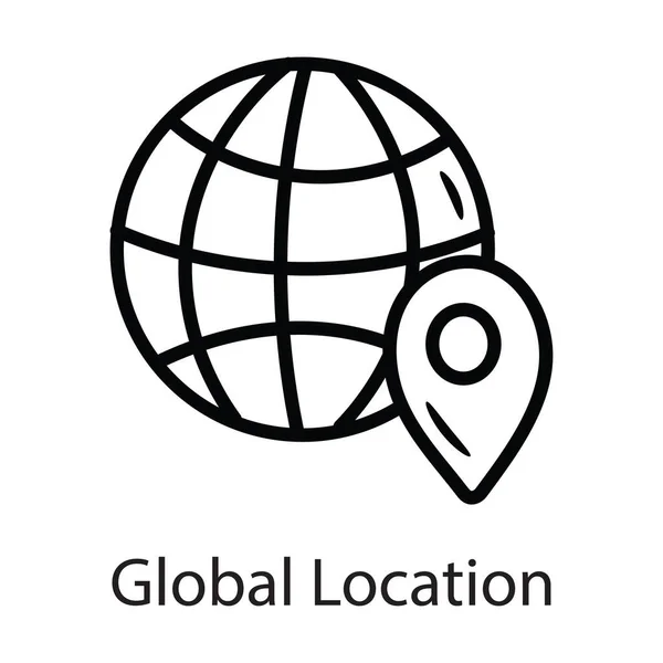Иллюстрация Рисунка Контура Вектора Глобального Местоположения Символ Данных Белом Фоне — стоковый вектор
