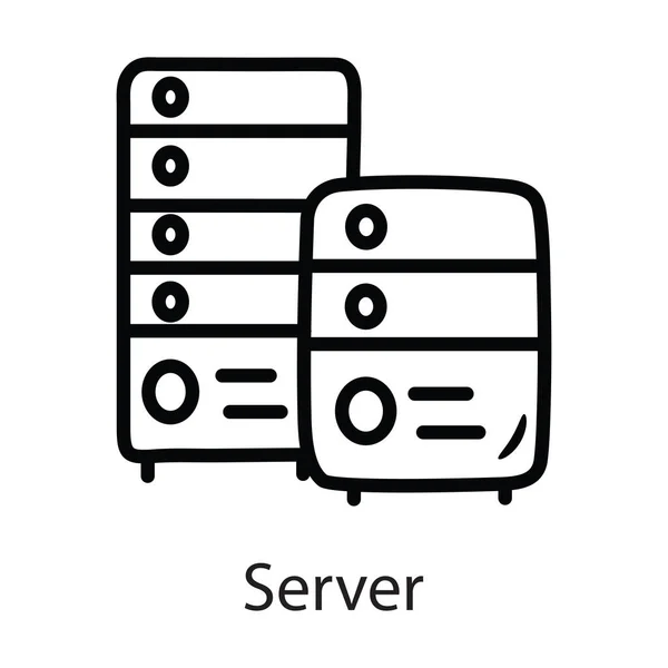 Server Vector Outline Icon Design Illustration Data Symbol White Background — Stock Vector