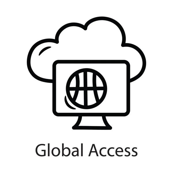 Ikona Vektorového Osnovy Global Access Design Illustration Datový Symbol Bílém — Stockový vektor