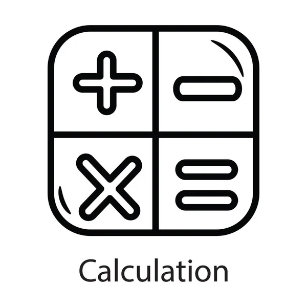 Υπολογισμός Διανυσματικό Περίγραμμα Εικονίδιο Σχεδιασμός Εικονογράφηση Σύμβολο Στοιχείων Άσπρο Υπόβαθρο — Διανυσματικό Αρχείο