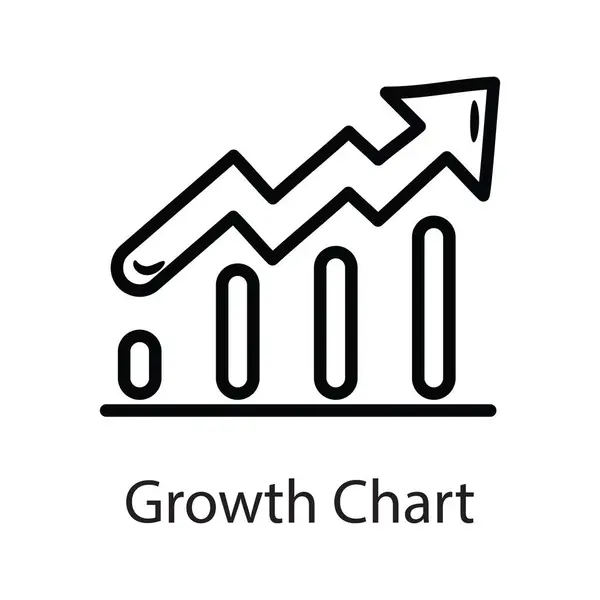 Tillväxt Diagram Vektor Kontur Ikon Design Illustration Datasymbol Vit Bakgrund — Stock vektor