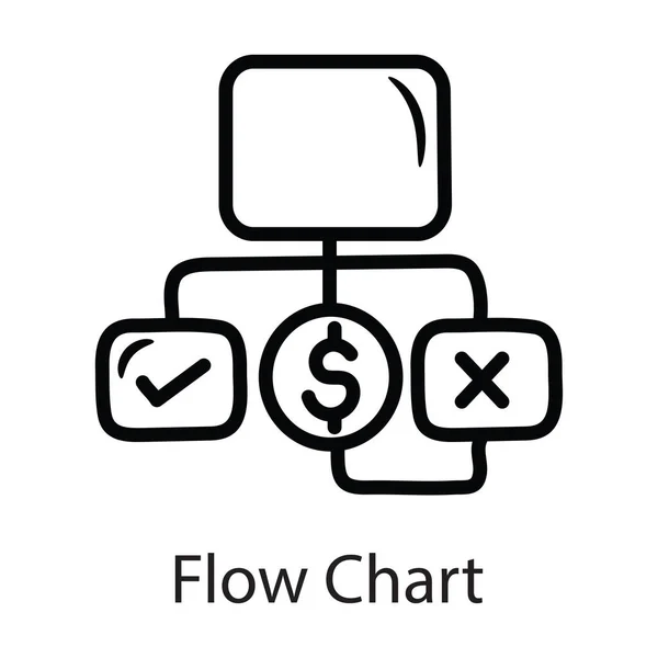 Ícone Esboço Vetor Gráfico Fluxo Ilustração Projeto Símbolo Dados Fundo — Vetor de Stock
