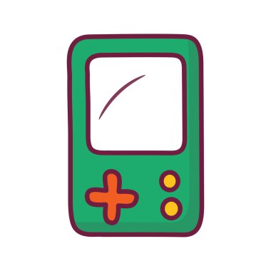 Taşınabilir Oyun vektörü ana hatlı Simge Tasarımı illüstrasyonu. Beyaz arkaplan EPS 10 Dosyasında Oyun Sembolü