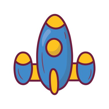 Roket vektörü Simge Tasarımı illüstrasyonunu doldurdu. Beyaz arkaplan EPS 10 Dosyasında Oyun Sembolü