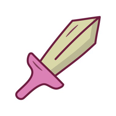 Kılıç vektörü Simge Tasarımı illüstrasyonunu tamamladı. Beyaz arkaplan EPS 10 Dosyasında Oyun Sembolü