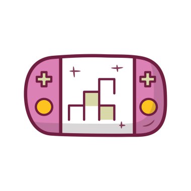 Taşınabilir Oyun vektörü ana hatlı Simge Tasarımı illüstrasyonu. Beyaz arkaplan EPS 10 Dosyasında Oyun Sembolü