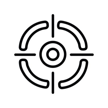 Reticle vektör anahatları Simge Tasarımı illüstrasyonu. Beyaz arkaplan EPS 10 Dosyasında Oyun Sembolü