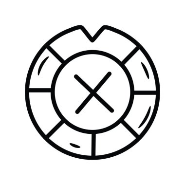 Gambling Chip vektör anahatları Simge Tasarım illüstrasyonu. Beyaz arkaplan EPS 10 Dosyasında Oyun Sembolü