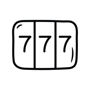 Slot Oyun vektör ana hatları Simge Tasarım illüstrasyonu. Beyaz arkaplan EPS 10 Dosyasında Oyun Sembolü