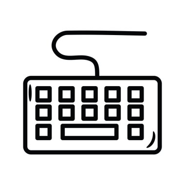 Klavye vektör ana hatları Simge Tasarımı illüstrasyonu. Beyaz arkaplan EPS 10 Dosyasında Oyun Sembolü