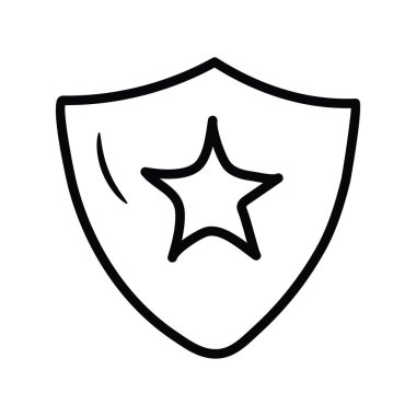 Kalkan vektör taslağı Simge Tasarımı çizimi. Beyaz arkaplan EPS 10 Dosyasında Oyun Sembolü