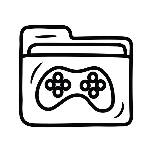 Game Folder Vector Bosquejo Icono Diseño Ilustración Símbolo Juego Sobre — Vector de stock