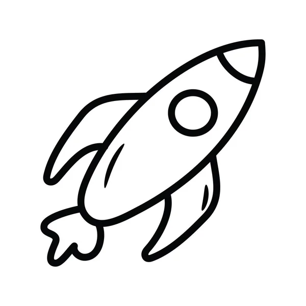 Rocket Vector Outline Icon Ontwerp Illustratie Gaming Symbool Witte Achtergrond — Stockvector