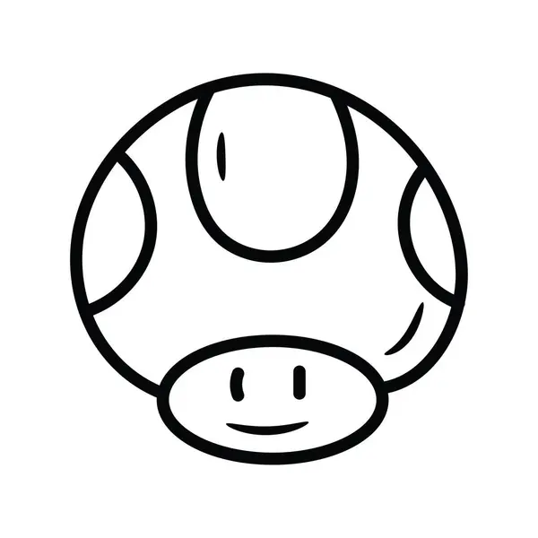 Grzyb Uśmiech Wektor Zarys Icon Design Ilustracji Symbol Gry Białym — Wektor stockowy