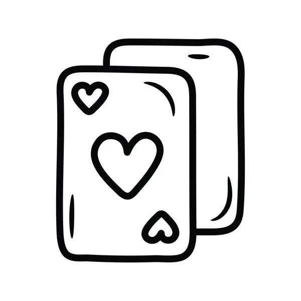 Κάρτες Διανυσματικό Περίγραμμα Εικονίδιο Σχεδιασμός Εικονογράφηση Σύμβολο Παιχνιδιού Λευκό Φόντο — Διανυσματικό Αρχείο