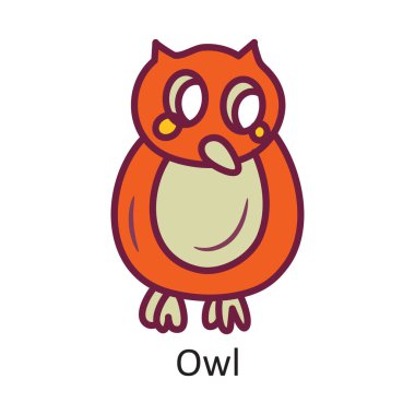 Baykuş vektörü Simge Tasarımı illüstrasyonunu doldurdu. Beyaz arkaplandaki Cadılar Bayramı Sembolü EPS 10 Dosyası