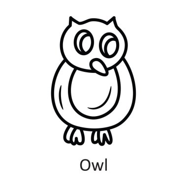 Baykuş vektör taslağı Simge Tasarımı çizimi. Beyaz arkaplandaki Cadılar Bayramı Sembolü EPS 10 Dosyası