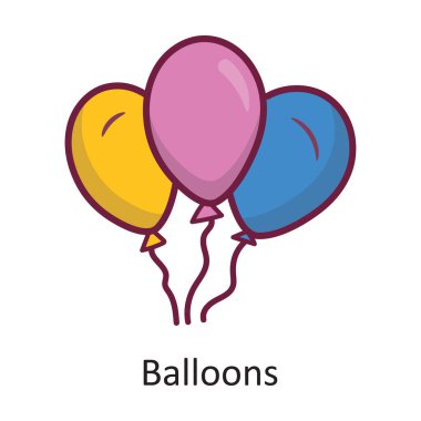 Balon vektörü ana hatları doldurulmuş Simge Tasarımı illüstrasyonu. Beyaz arkaplan EPS 10 Dosyasında Tatil Sembolü