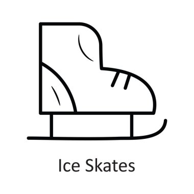 Buz pateni vektör anahatları Simge Tasarım çizimi. Beyaz arkaplan EPS 10 Dosyasında Tatil Sembolü